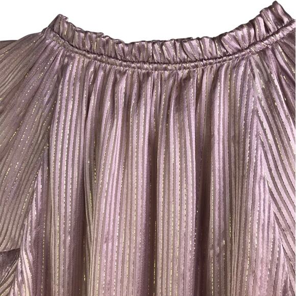 Alice & Trixie by Angela George Top Womens XS Metallic Pink V-Neck Ruffle Sleeve - Picture 4 of 8